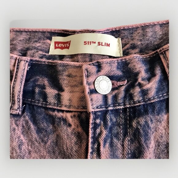 Levis Shorts Kids Size 16 Pink Regular 511 Slim Cut Off Denim Dyed - Picture 3 of 6